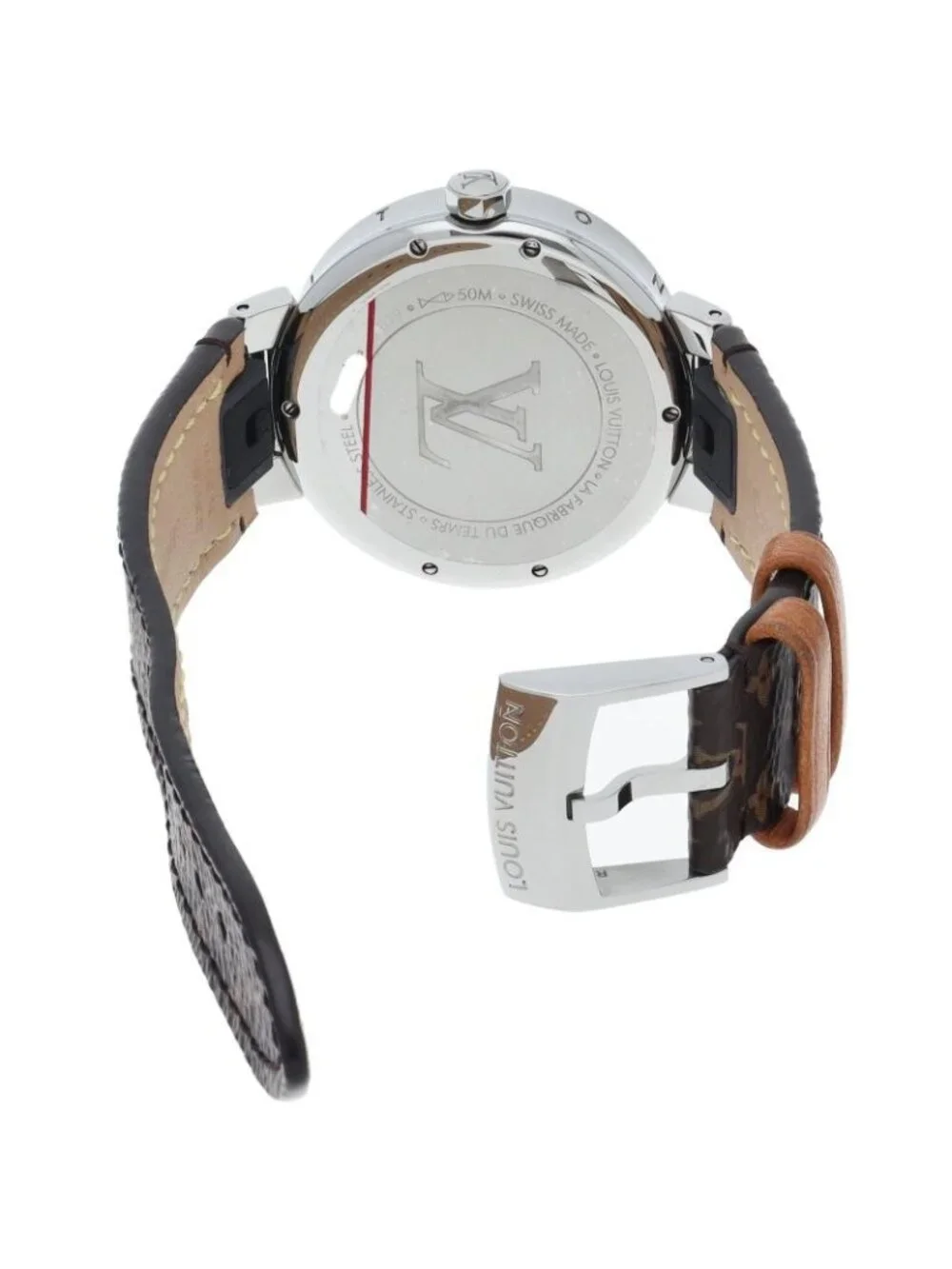 Louis Vuitton Tambour Moondivine Watch Diamond Shell Box Band SS - Picture 5 of 6